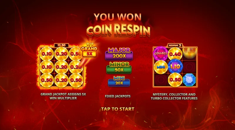 Blazing Coins Deluxe mündi respin