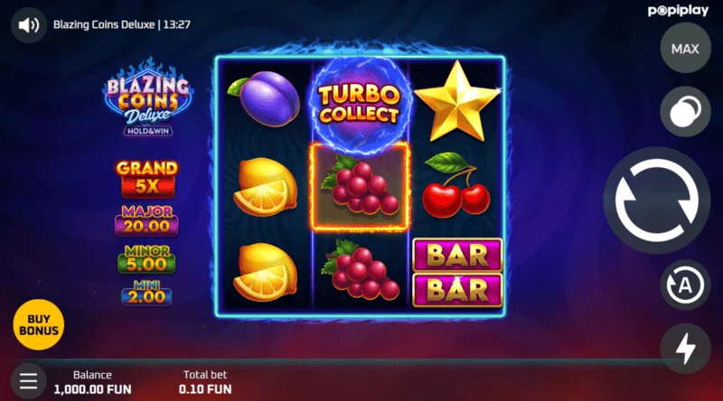 Blazing Coins Deluxe mänguekraan